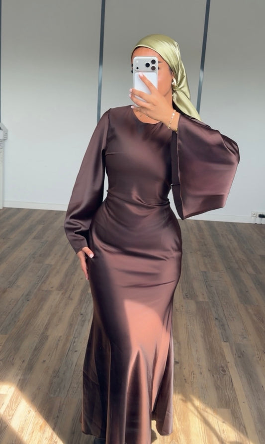 Robe Satin- MARRON